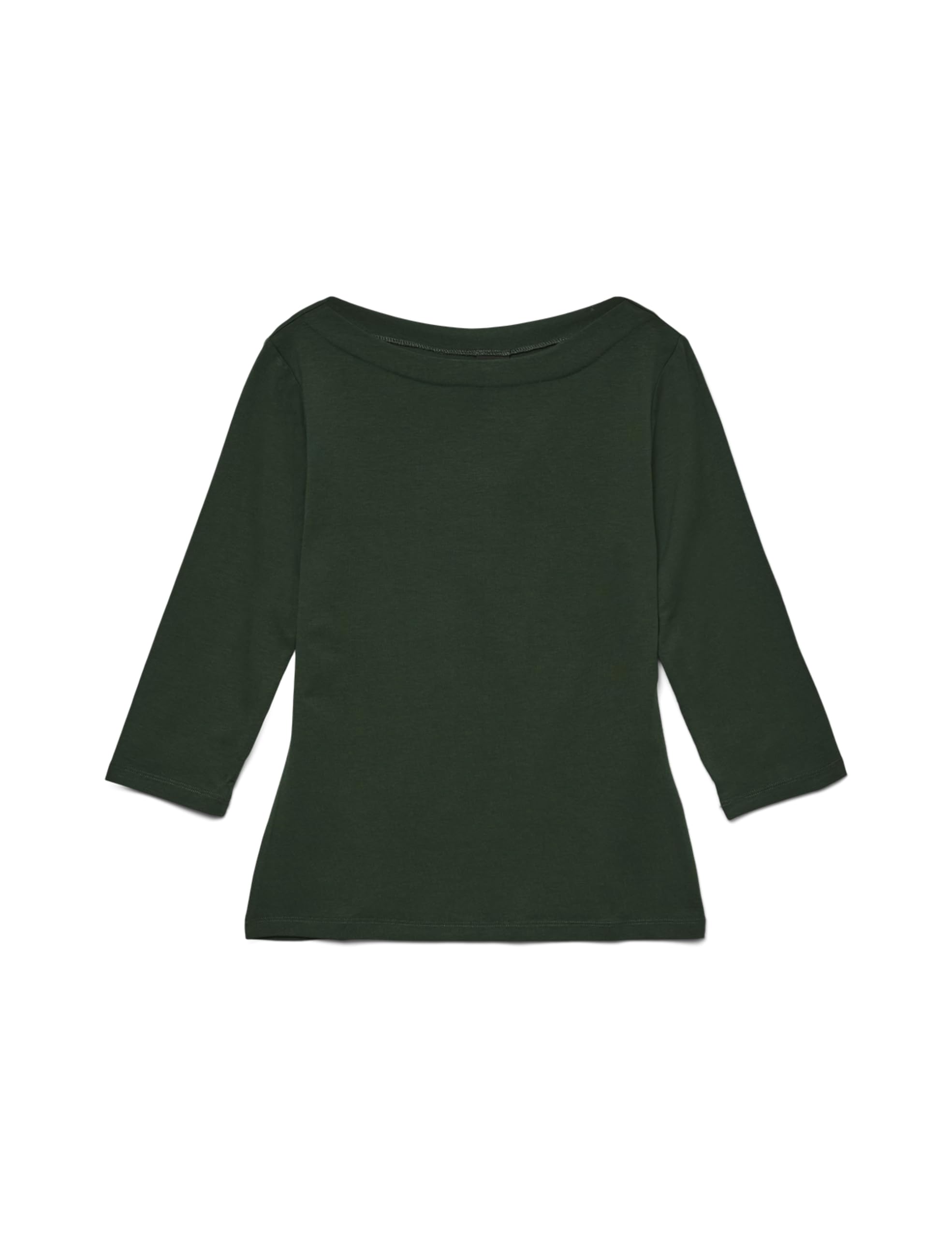 VERO MODA VMPANDA Women's Basic Boat Neck 3/4 Sleeve Stretch Top Slim Fit Long S