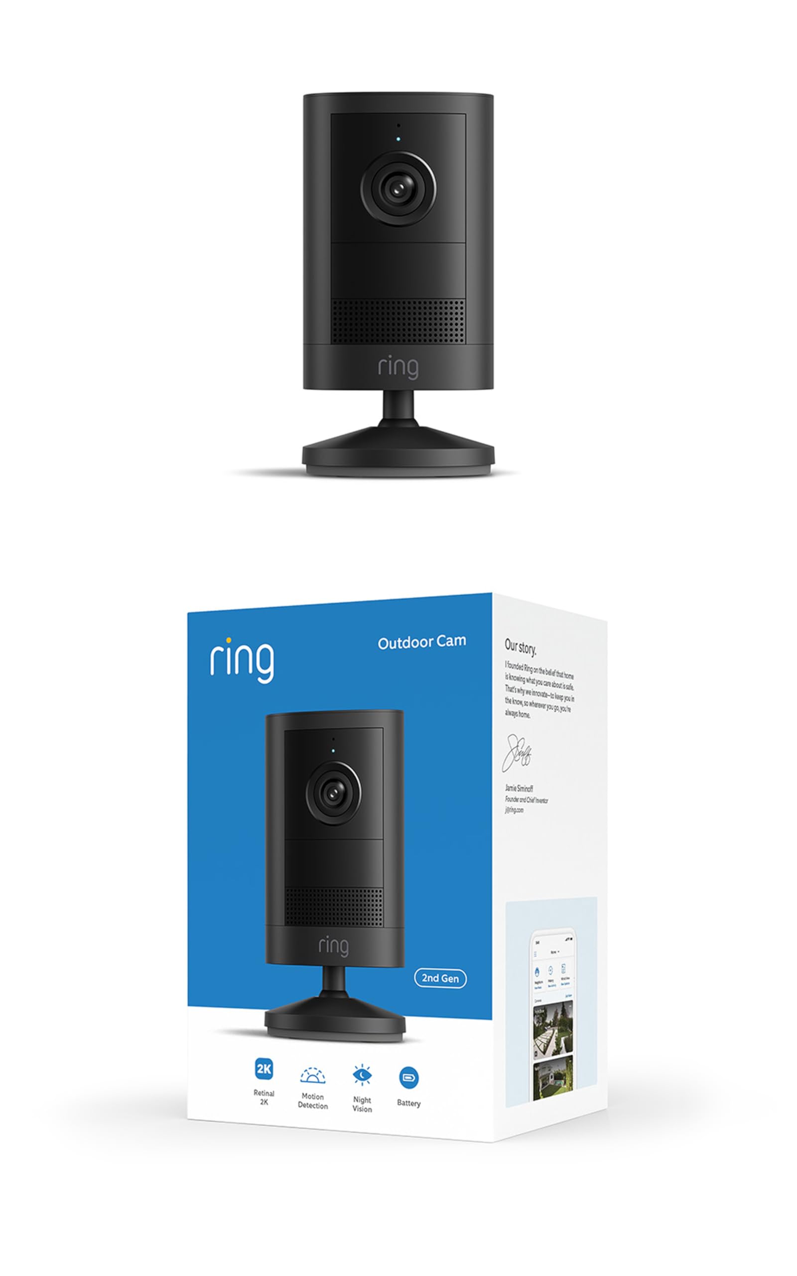 Ring Outdoor Camera 2K, Battery (newest gen), Easy DIY Install, Wide-Angle Retin