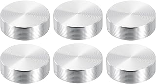 20mm Round Shape Aluminum Disc 6 Pack M6 Thread 7mm Thickness Aluminum Hardware Circular Glass Table Top Silver