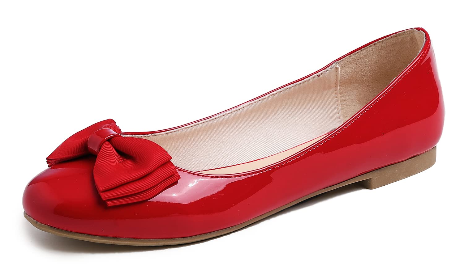 Feversole Women's Round Toe Cute Bow Trim Ballet Flats, Decorated Round Toe Ball