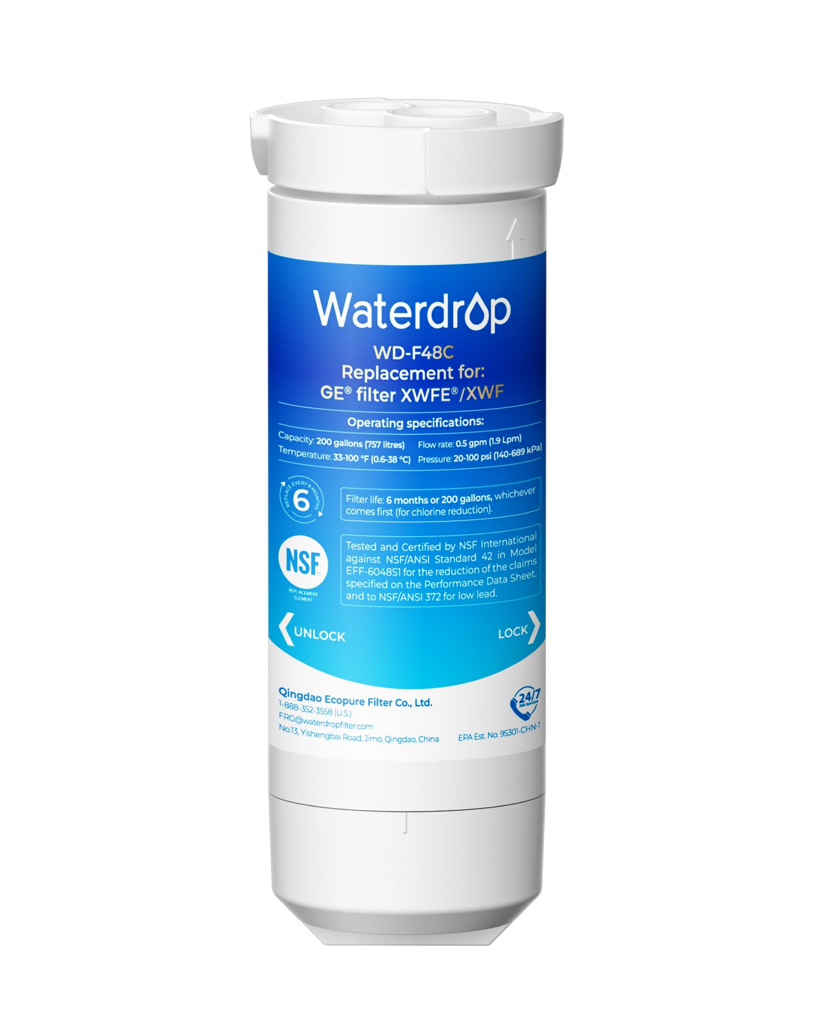 Waterdrop XWFE® Water Filter, Replacement for GE® XWFE®, Built-in Chip | Replace