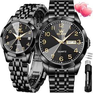 OLEVS Mens Quartz Analog Watch Stainless Steel Waterproof Luminous Date Two Tone Casual Wrist Watch