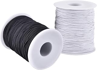 LUSTEMBER Elastic String for Bracelets, 2 Rolls 1 mm Sturdy Stretchy Elastic Cord for Jewelry Making, Necklaces, Beading