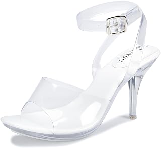 NBUUNBU Clear Heels For Women Transparent Strappy Platform Sandals Ankle Strap High kitten Heel Sexy Slingback Stiletto Comfortable Dress Shoes Open Toe Slip On Mules Pump