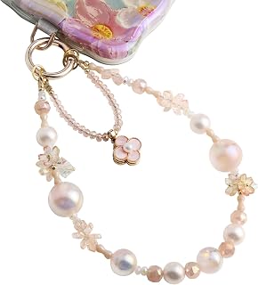 POSADINA Phone Charm for Women, Anti-Theft Phone Wrist Strap Hands-Free & Beaded Chain, Detachable Cell Phone Lanyard with Tether Tab