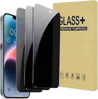 3 Pack for iPhone 14 Pro/15/16 Privacy Screen Protector Tempered Glass for 14 Pro/15/16 6.1 Inch Private Protective Film Anti Spy No-Bubble Gradient Green [HD Clarity]