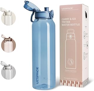 UZSPACE Water Bottle 1l with Handle, Tritan Drinks Bottle, Slate Blue