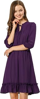 Allegra K Women 3/4 Sleeve Ruffle Hem Chiffon Short Dress Halloween Costume