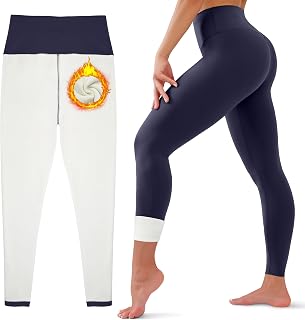 HEGALY Thick Fleece Lined Leggings for Women Tummy Control High Waisted Workout Thermal Warm Soft Yoga Pants for Cold Winter