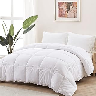 ACCURATEX Duvet Insert Queen, 400GSM Down Alternative Comforter,90x90 | Heavyweight, thick winter duvet for hotel collection warmth. Fluffy, white bedding comforter with 8 corner tabs.