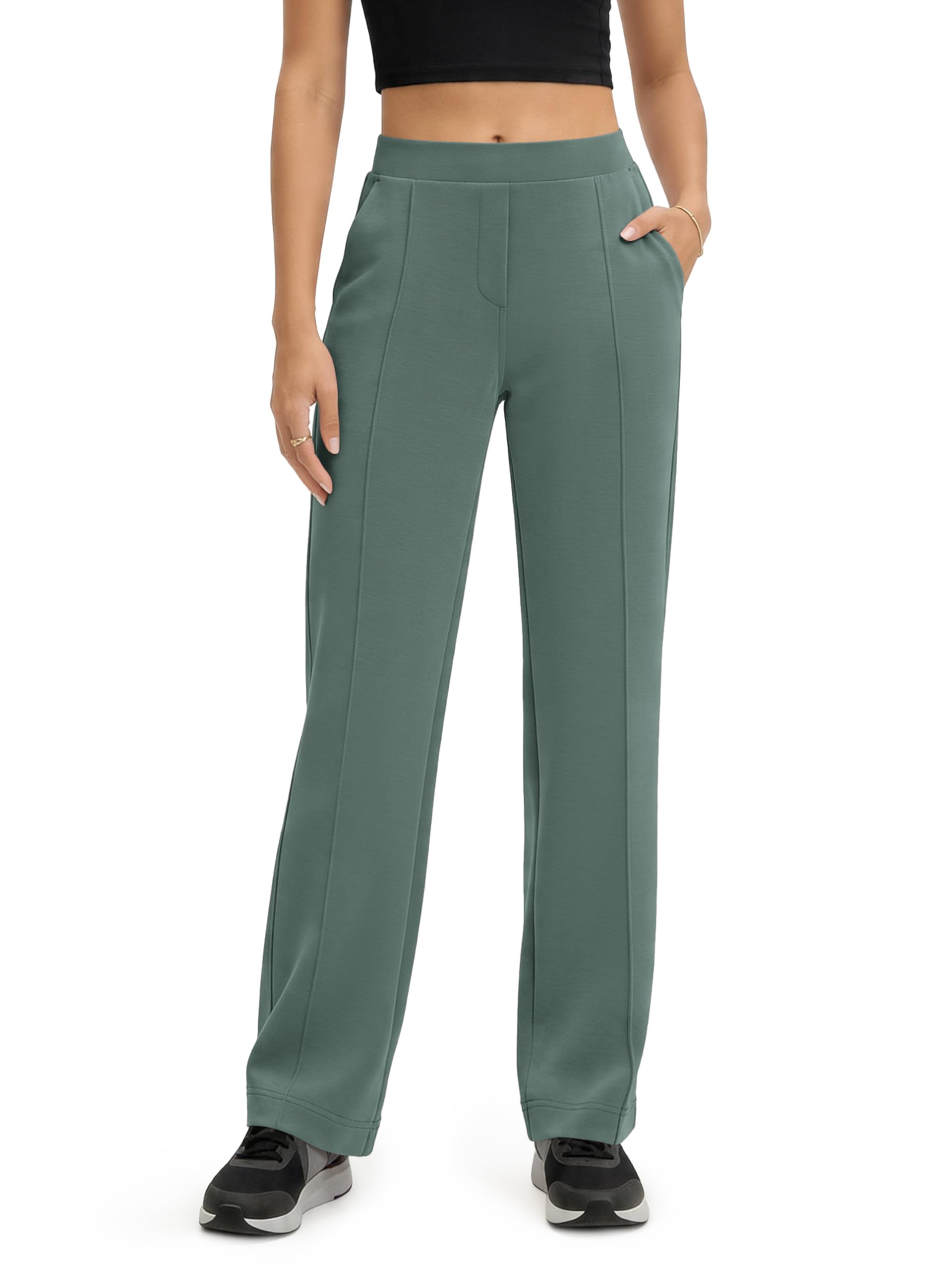 ODODOS Women's Modal Soft Classic Pants Mid Rise Pull-On Lounge Casual Work Pant