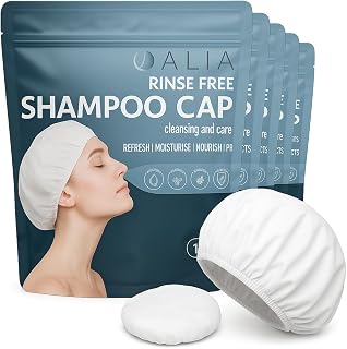 5 x ALIA No-Rinse Shampoo Caps | Waterless Hair Wash | Microwavable | | Quick, Easy Hair Care | For Elderly & Disabled Users, Festivals and Camping | Pack of 5