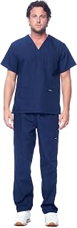 DAGACCI MEDICAL UNIFORM® Men’s V-Neck Cargo Scrub Set with 8 Pockets | Cotton Blend, Matching Top & Cargo Pants, Elastic Waistband, for Nurses and Men in Healthcare, Hospital & Clinic Wear