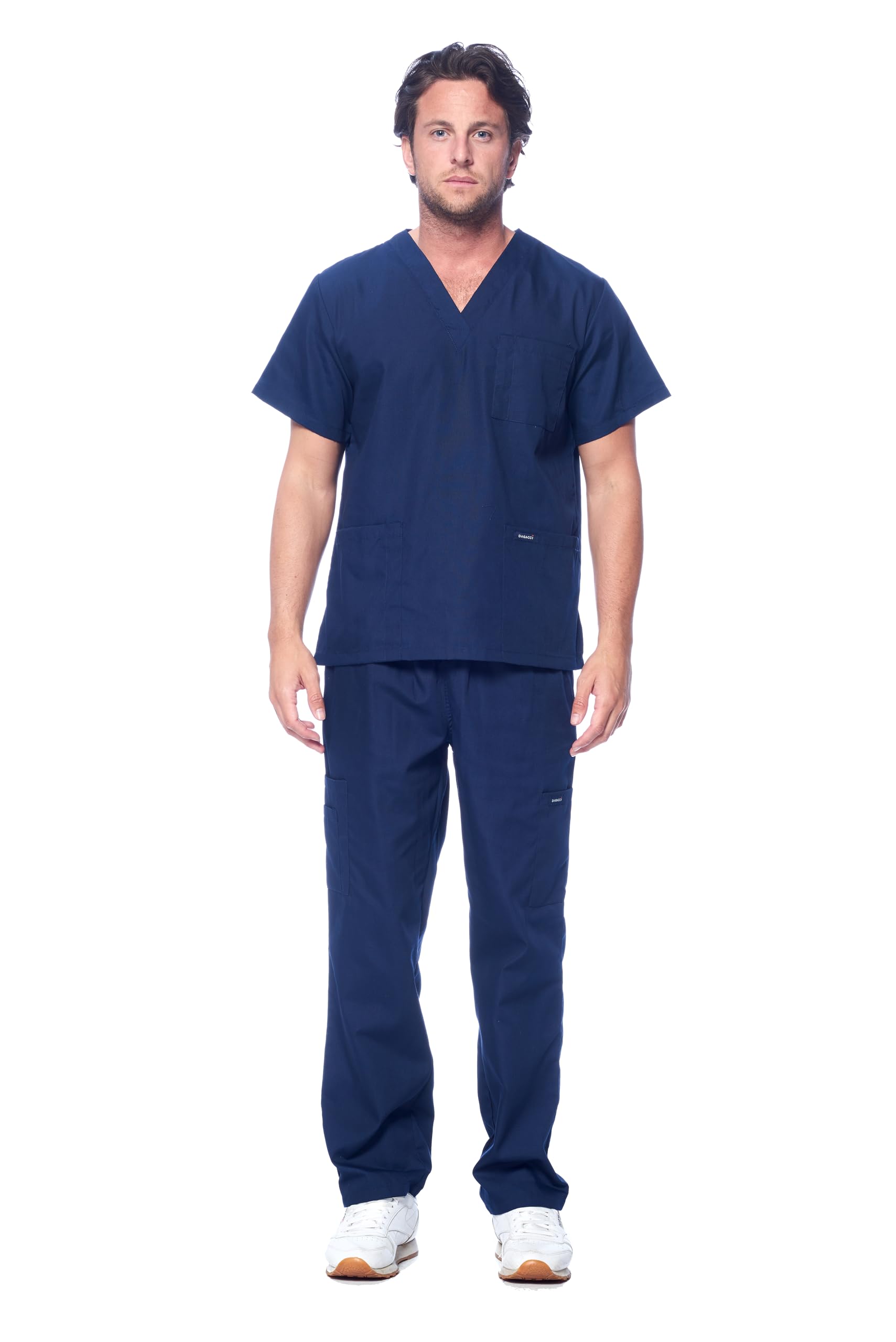 DAGACCI MEDICAL UNIFORM® Men’s V-Neck Cargo Scrub Set with 8 Pockets | Cotton Bl