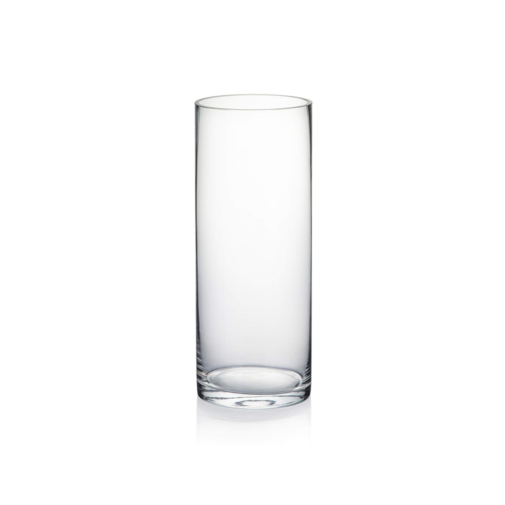 WGVI Quality Thick Weighted Clear Cylinder Glass Vases, 4" W x 10" H, Flower Arr