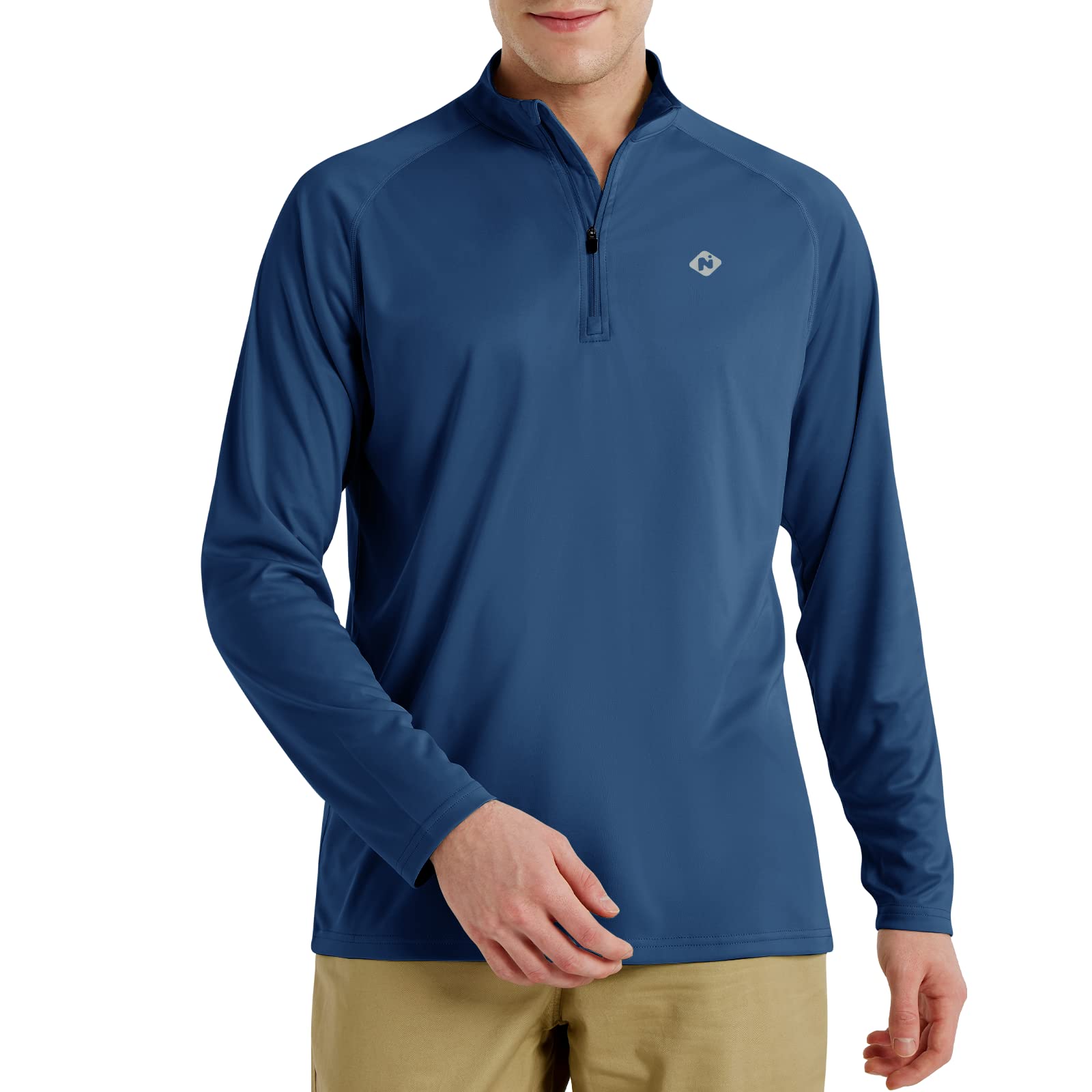 NAVISKIN Camisas de manga larga UPF 50+ para hombre, con cremallera de 1/4, cami
