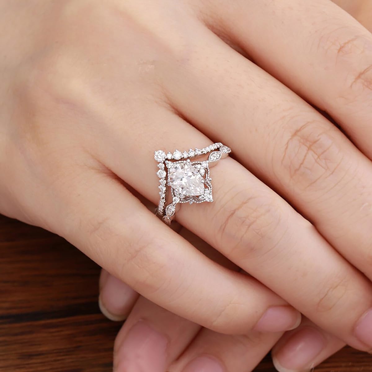 1pcs 925 Silver Square Ring Inlaid Shiny Geometric Pattern for Women Fine Jewelr