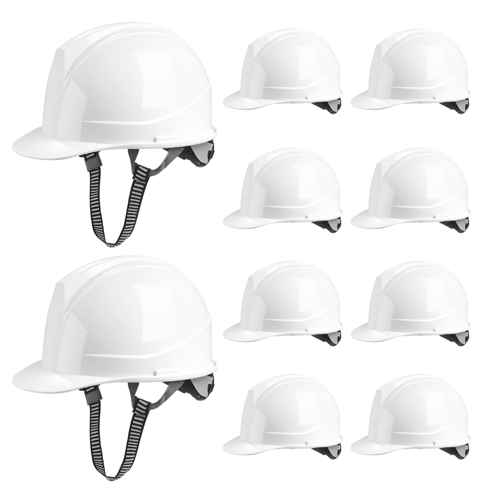 10 Pcs Suspension Hard Hat, Construction Hard Hat for Safety, Ratchet Cap Style 