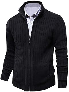 aoli ray Men's Long Sleeve Cardigan Sweaters Winter Zipper Sweater with 2 Pockets