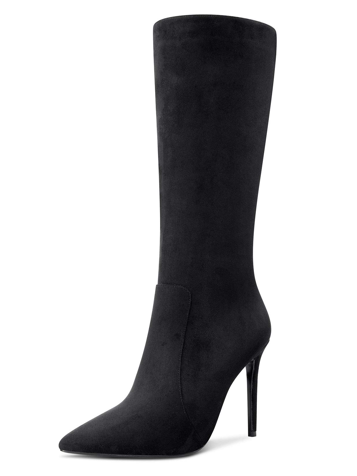 Castamere Women's Knee High Boots Elegant Pointed Toe Zipper High Heel 10cm Heel