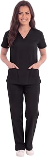 Just Love Women's Medical Scrubs Set, 6-Pocket V-Neck Top & Cargo Pants, Cotton Blend Nursing Uniform