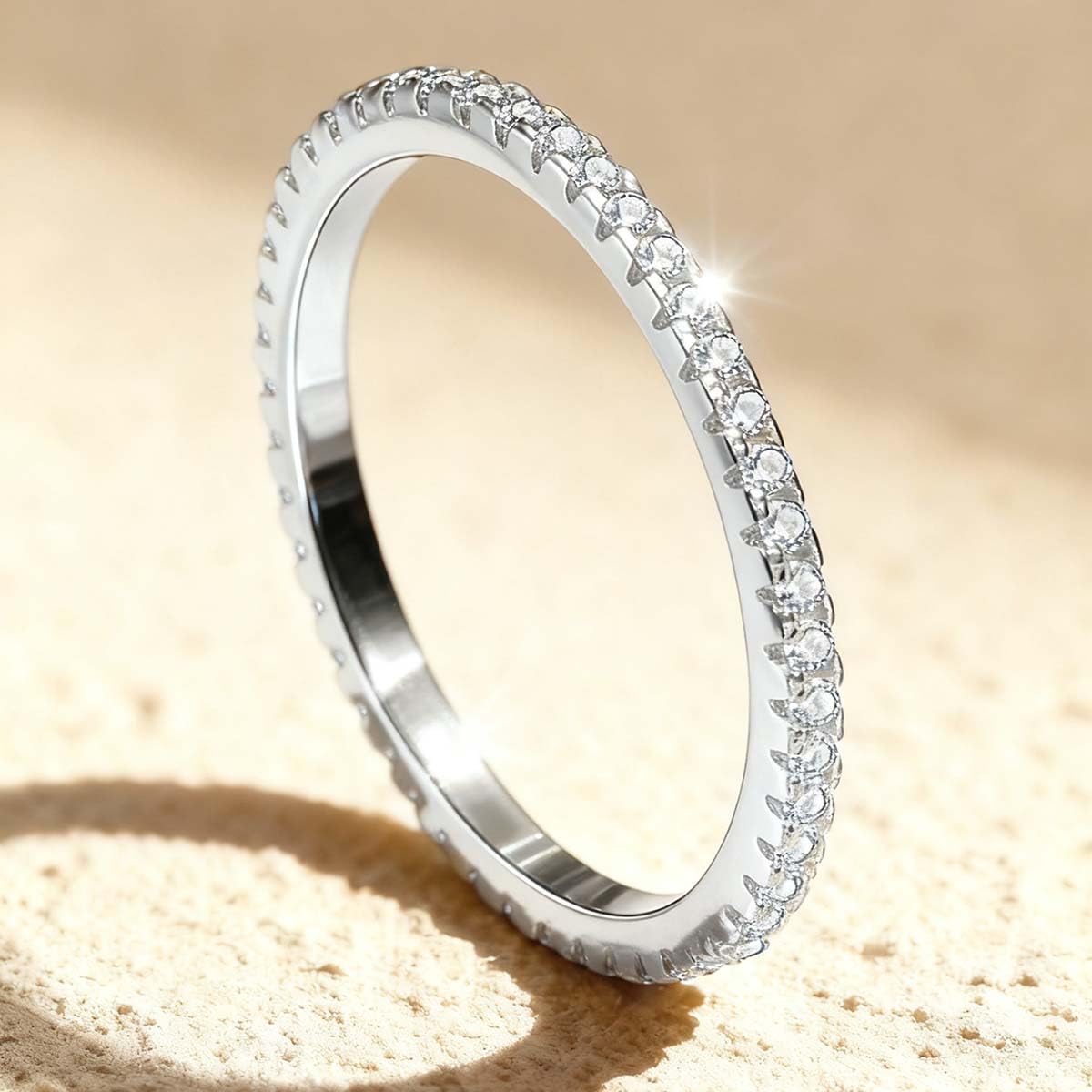 1 PC 925 Silver Exquisite and Sweet 1.4MM Stackable Simple Genie Zirconia Ring f