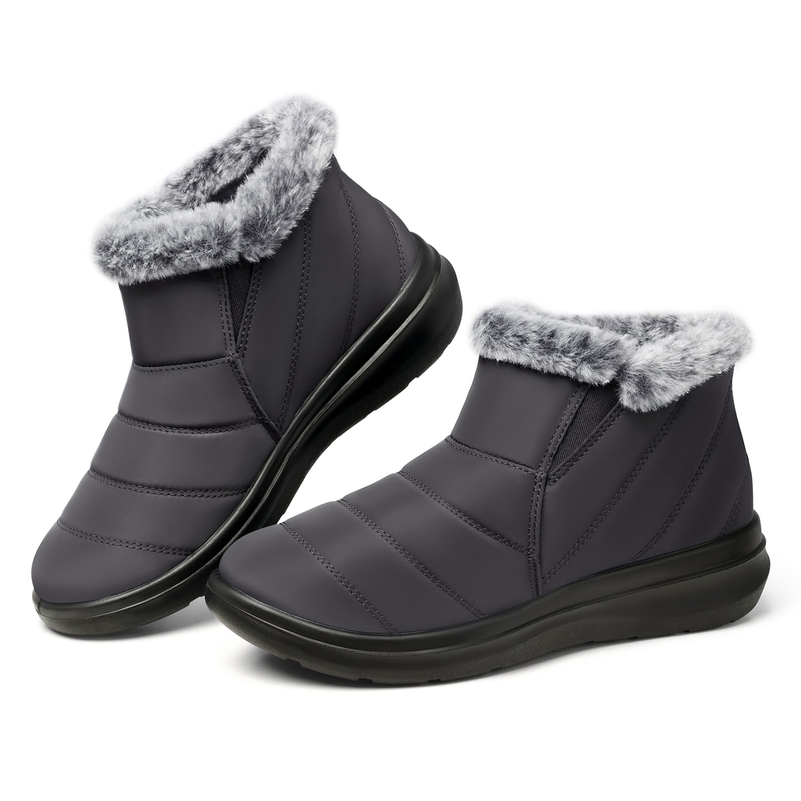 SHIBEVER Stivali invernali impermeabili da donna: scarpe da neve da donna, foder