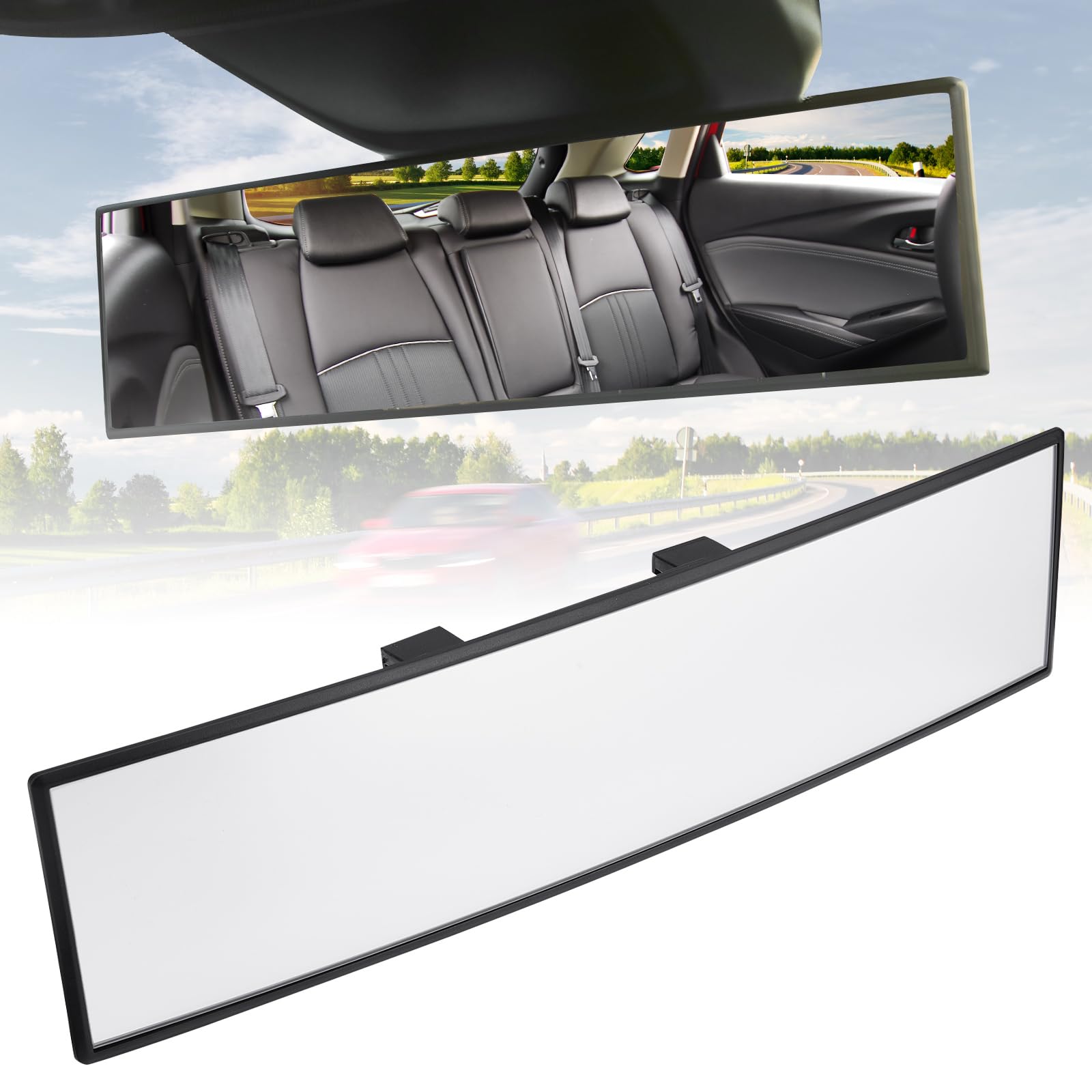JOYTUTUS Panoramic Rear View Mirror, 12 Inch Wide Angle Clip On Mirror | Univers