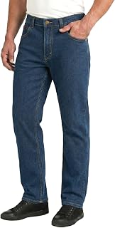 Lee Cooper Men's Jeans Classic Regular Fit with 5 Pockets Design Zip Fly & Belt Loop Heavy Duty Denim Wash Stretch Plain Casual Workwear Durable Utility Straight Leg Work Pants (Black/Navy)