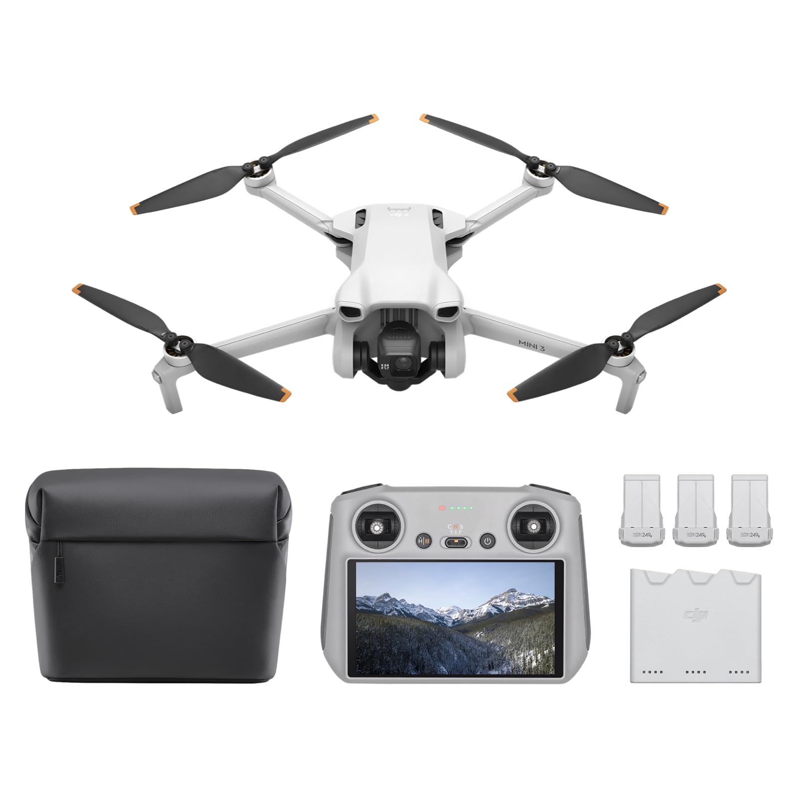 DJI Mini 3 Fly More Combo With DJI RC, 3 Batteries | Lightweight Camera Drone Wi