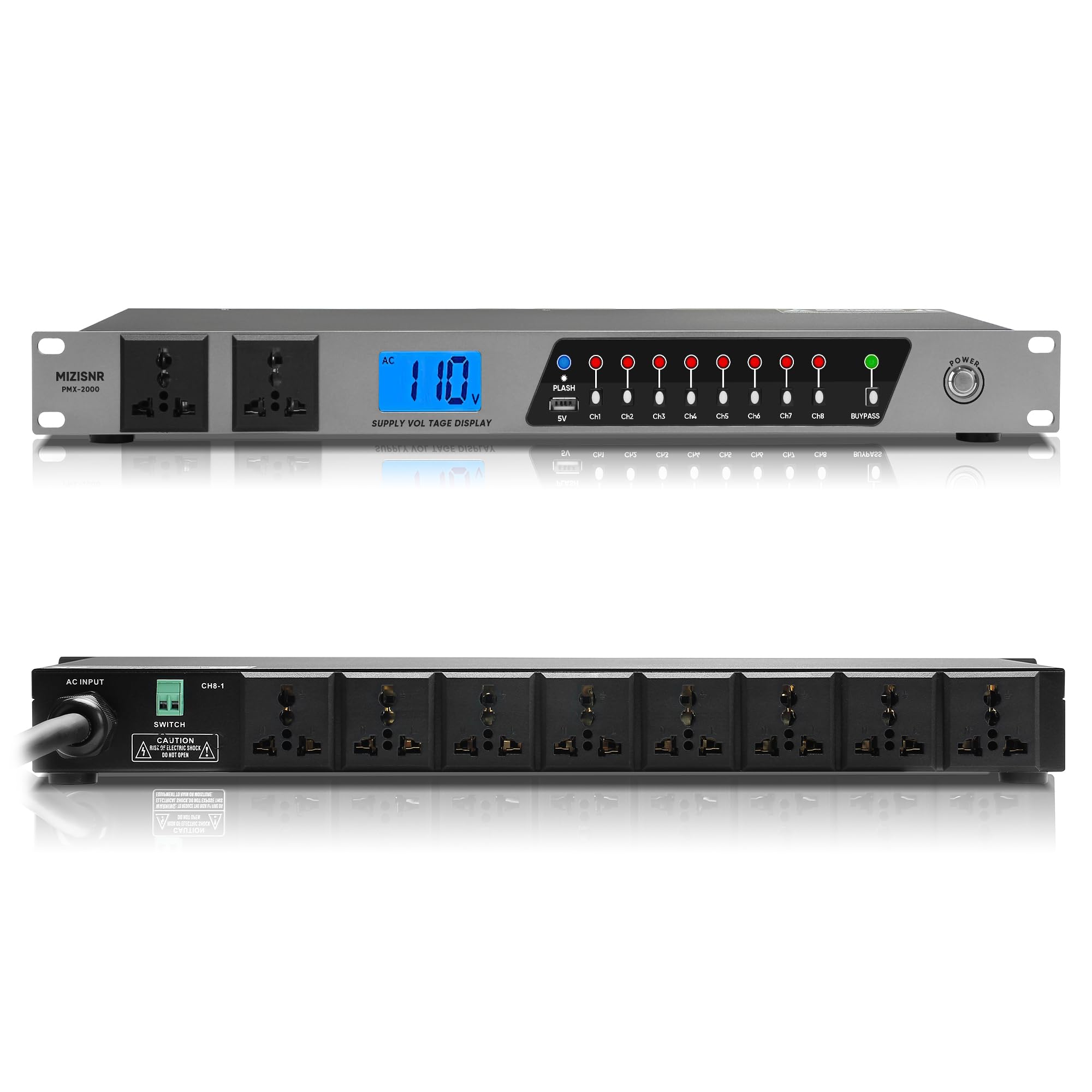 MIZISNR Power Conditioner, 20 Amps 10 Outlet Rack Mount Power Sequencer for Audi