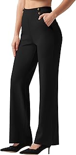 Willit Women Wide Leg Pants Work Trousers Stretch High Waist Work Pants Office Business Casual Pockets Petite/Normal/Tall
