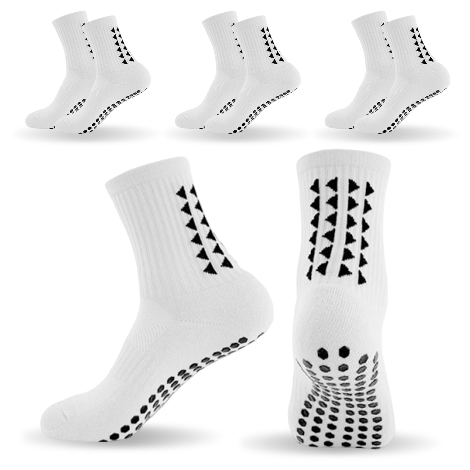 mtuihfo 3 Pairs Breathable Kids Grip Socks, Sweat-Absorbent Boys Socks, Grip Soc