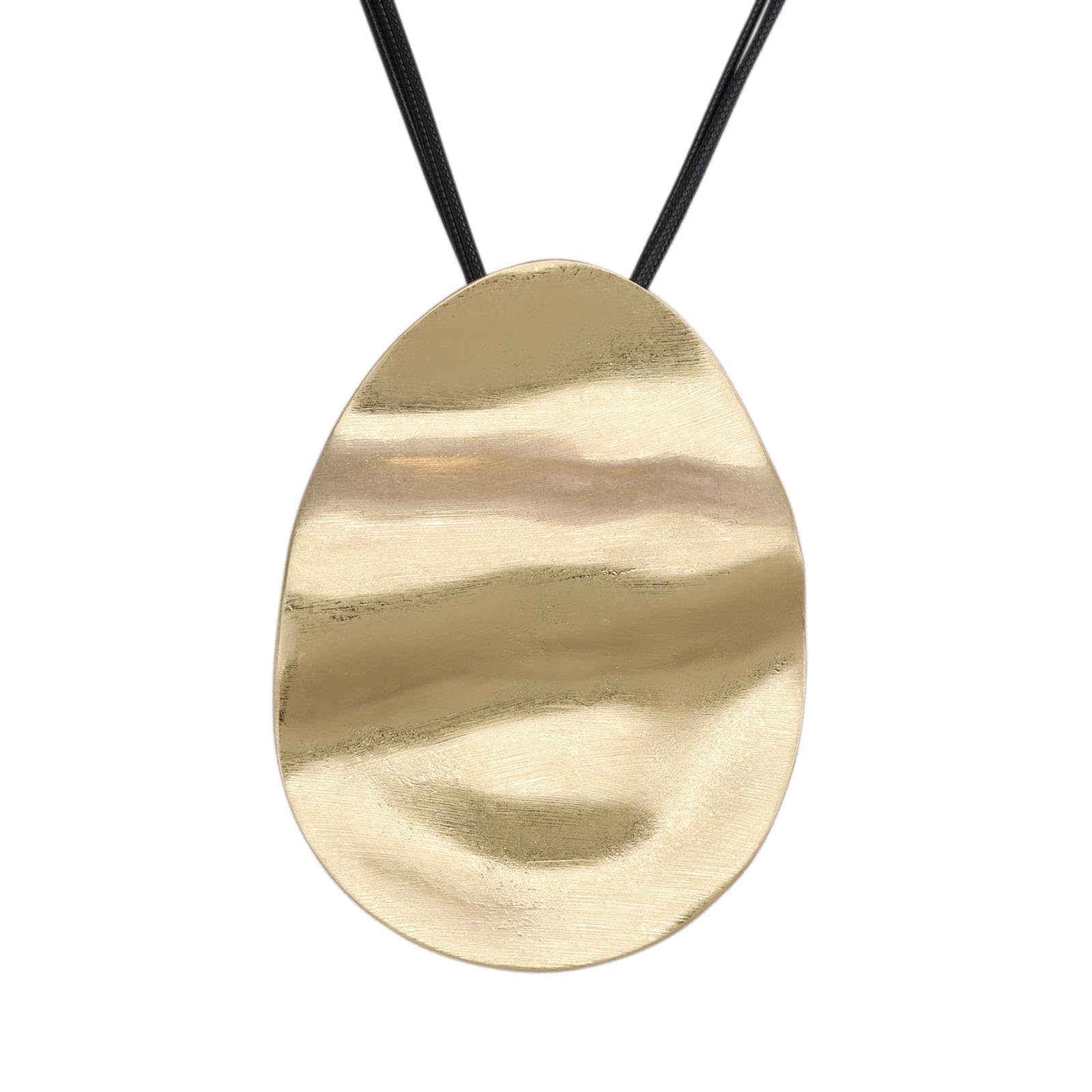 GelConnie Leather Necklace for Women Large Pendant Long Brown Necklace Circle Le