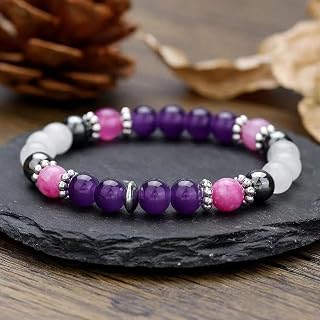Anxiety Bracelets for Women Men Healing Crystal Natural Stone Gemstone Beaded Stretch Elastic Yoga Meditation Beads Bracelet Calm Protection Spiritual Jewelry Gift Unisex 8mm