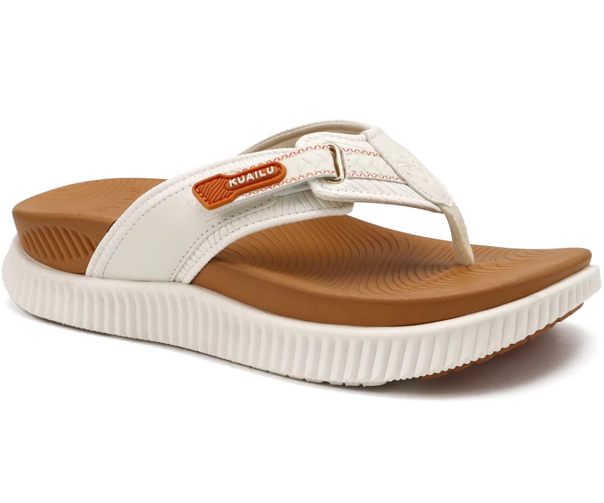 KuaiLu Womens Orthotic Cushion Flip Flops Sandals With Arch Support Footbed