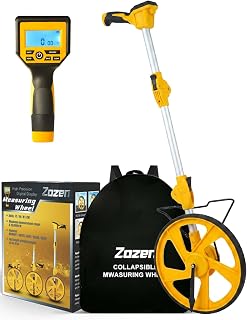 Zozen Measuring Wheel Digital Display, Imperial & Metric, High Precision | 3-Section Foldable, Backlit Display, Measure Wheel Roller Up to 9,999.99Ft/9,999.99M, Kickstand, Include Portable Backpack