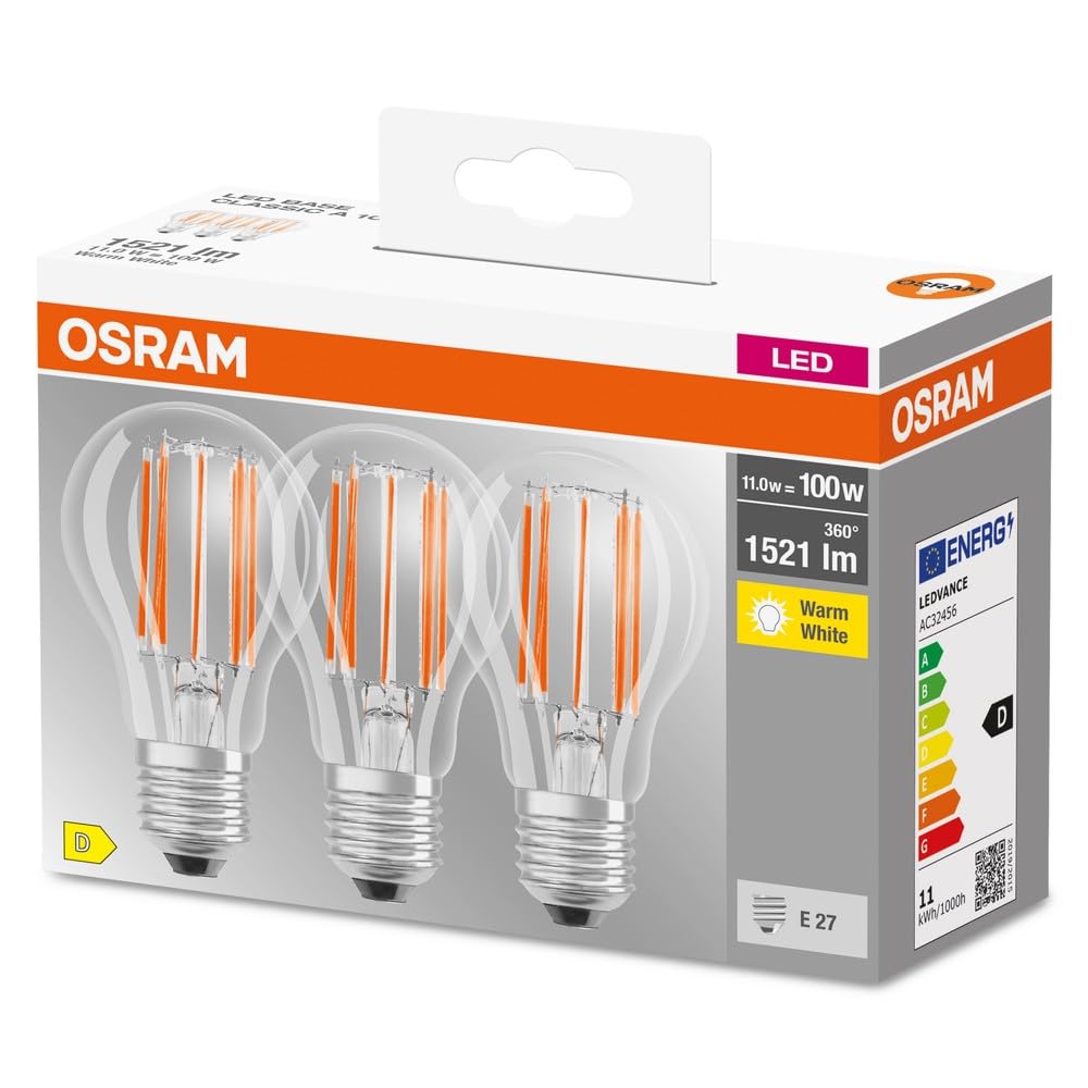 Osram LED Bulb, E27 Socket, Warm White, 2700 K, 11 W, Replacement for 100 W Inca