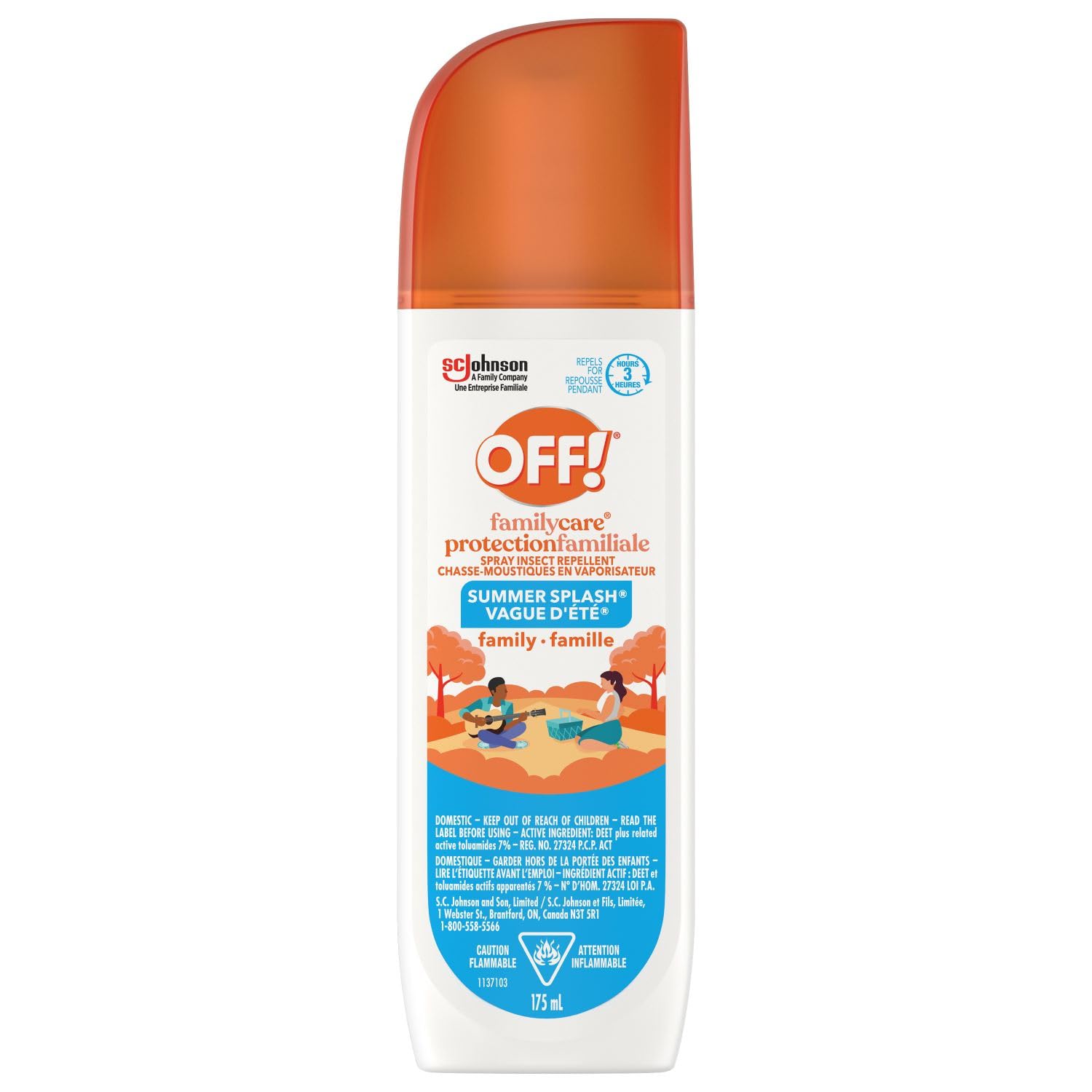 OFF! FamilyCare Bug & Mosquito Repellent Spray, 7% DEET, 175mL | Aloe Vera Formu