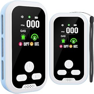 2 Pack Upgrade Plug‑in Air Quality Home Sense Detector HD Display Blue | Built‑in Rechargeable Battery, Support Accurate Temperature Humidity Tracking for Home, Apartment, RV, Hotel, Camping & Car