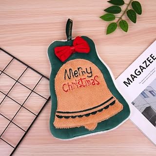 Christmas Thick Fleece Towel Soft Durable Hanging Towel Cute Hand Drying Towel Holiday Decoration Gifts for Women (Bell)