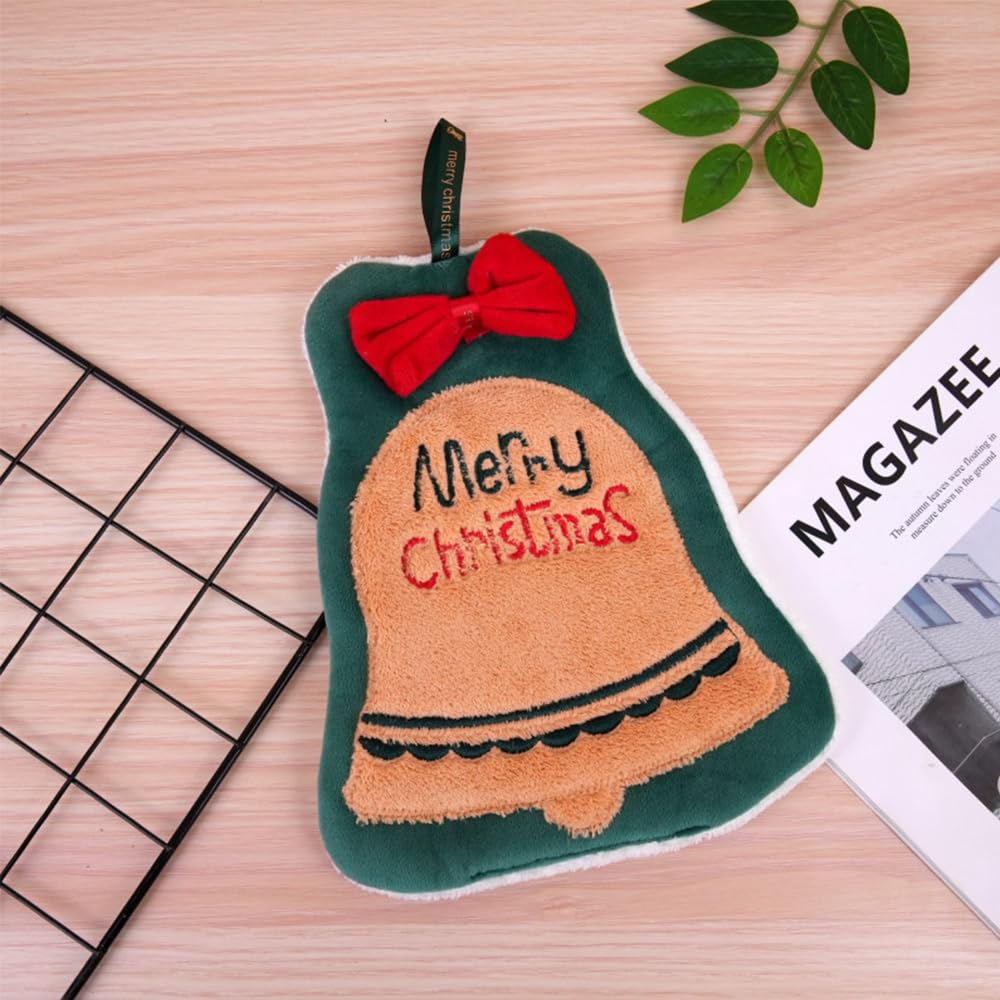 Christmas Thick Fleece Towel Soft Durable Hanging Towel Cute Hand Drying Towel H