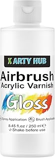 X ARTY HUB Acrylic Varnish High Gloss, 250 ml Acrylic Paint Sealer | Brushable & Airbrushable, Anti-Yellowing/Fading/Cracking Clear Coat, Waterproof for Outdoor Use