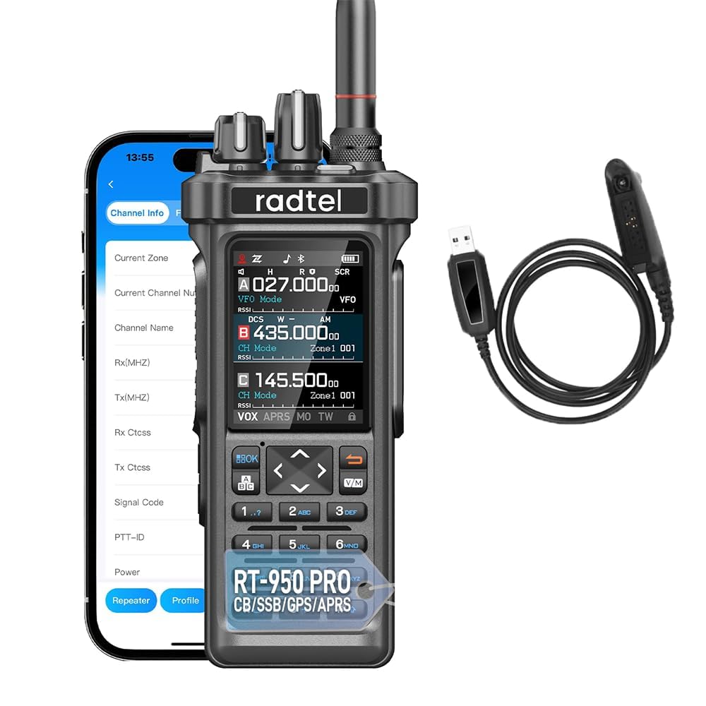 Radtel RT-950 PRO Ham Radio GPS/APRS, 10W Walkie Talkie Long Range Handheld Two 
