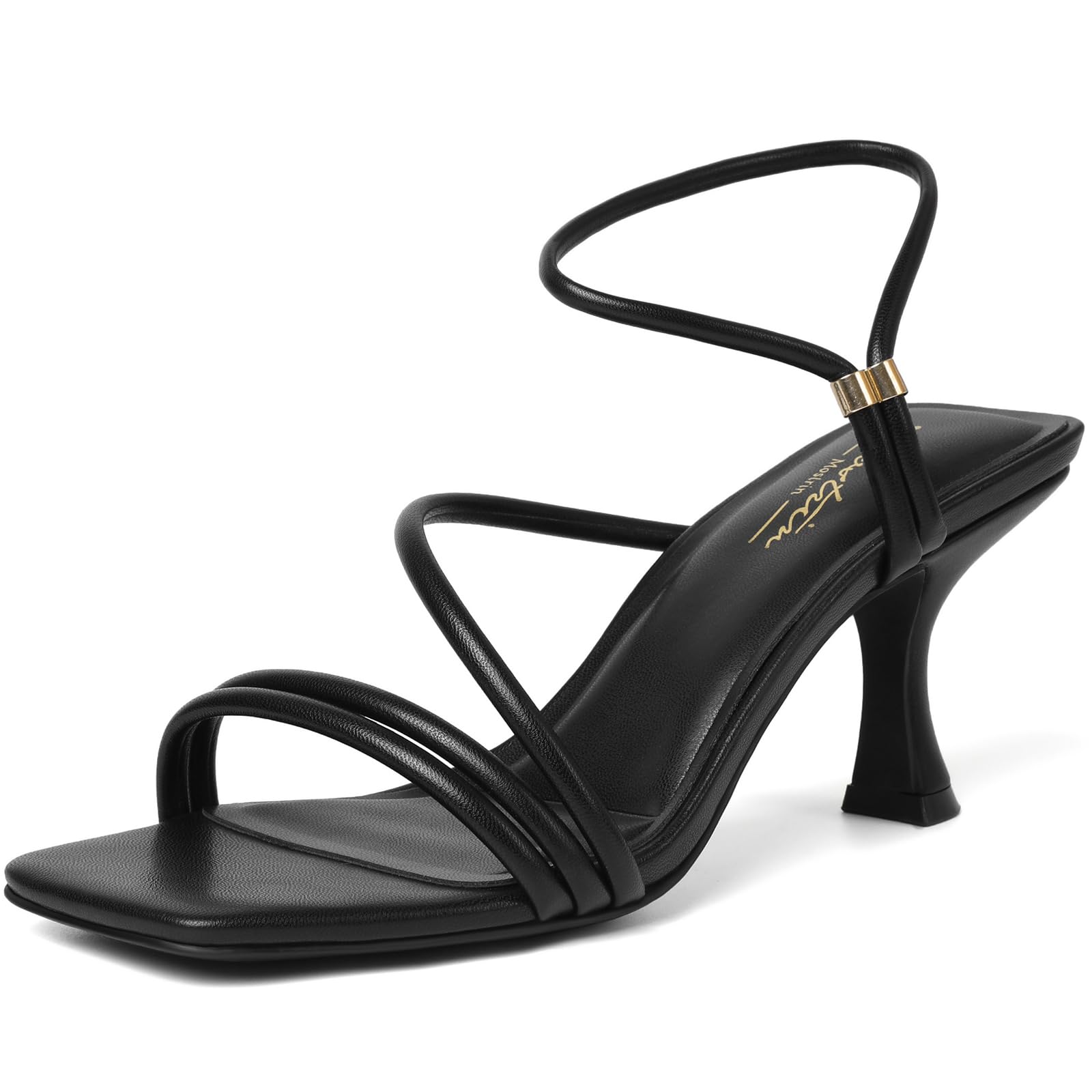Mostrin Womens Sandals Strappy Heels for Women Ankle Strap Lace Up Heels Square 