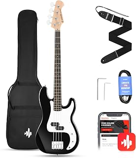 Donner Electric Bass 4 Strings Full-Size Guitar Kit PB-Style (Black) | Standard Bass Beginner Kit for Starter with Free Online Lesson Gig Bag Guitar Strap and Guitar Cable, DPB-510