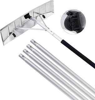 Change Moore Scratch Free Snow Roof Rake with Wheels for Snow Removal, 4.78’-19.88’ Extendable Aluminum Snow Rake for House Roof, Time-Saving Lightweight Roof Snow Removal Tool with 25" Blade
