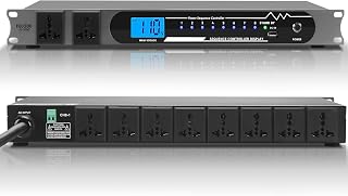 FULODE Power Conditioner Rack Mount for Audio Equipment DJ Power Sequencer | 2000W 10 Socket Professional Power Strip with Digital Voltmeter, USB Port & Surge Protection for Home Theater, Stage & Studio