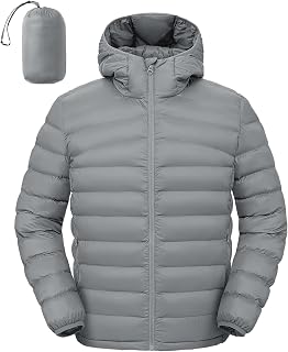 Rdruko Men's Lightweight Packable Puffer Jacket with Hood Winter Puffy Coat