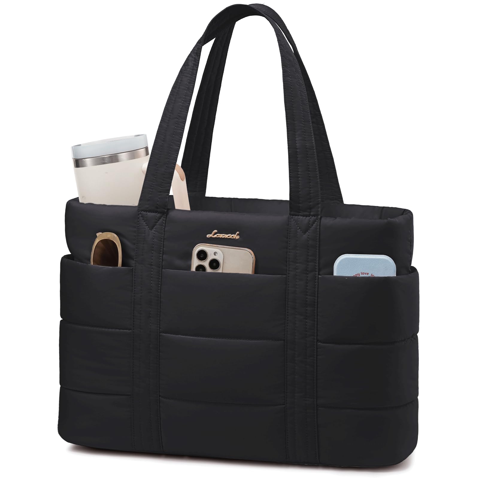 LOVEVOOK Tote Bag for Women, Large Puffer Work Tote Laptop Bag, Lightweight Trav